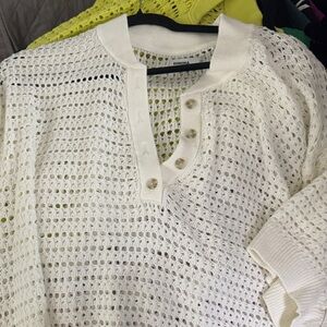Sonoma Cream Knit Button-Up Top